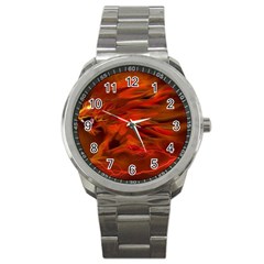 Fire Lion Flames Light Mystical Dangerous Wild Sport Metal Watch by Mog4mog4