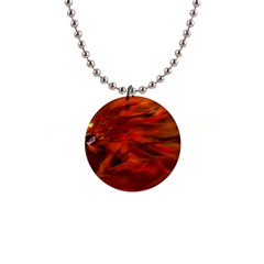 Fire Lion Flames Light Mystical Dangerous Wild 1  Button Necklace by Mog4mog4