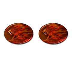 Fire Lion Flames Light Mystical Dangerous Wild Cufflinks (oval) by Mog4mog4