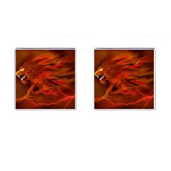 Fire Lion Flames Light Mystical Dangerous Wild Cufflinks (square) by Mog4mog4