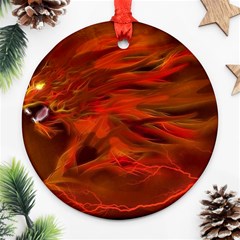 Fire Lion Flames Light Mystical Dangerous Wild Round Ornament (two Sides) by Mog4mog4