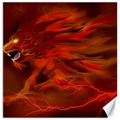 Fire Lion Flames Light Mystical Dangerous Wild Canvas 16  X 16  by Mog4mog4