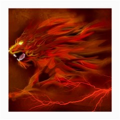 Fire Lion Flames Light Mystical Dangerous Wild Medium Glasses Cloth (2 Sides) by Mog4mog4