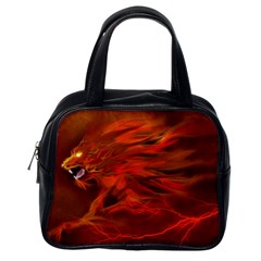 Fire Lion Flames Light Mystical Dangerous Wild Classic Handbag (one Side)