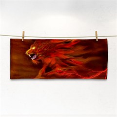 Fire Lion Flames Light Mystical Dangerous Wild Hand Towel by Mog4mog4