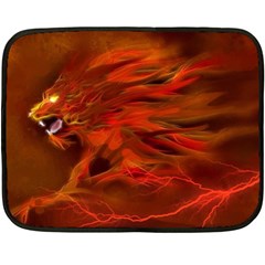 Fire Lion Flames Light Mystical Dangerous Wild Fleece Blanket (mini) by Mog4mog4