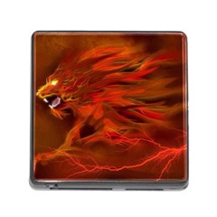 Fire Lion Flames Light Mystical Dangerous Wild Memory Card Reader (square 5 Slot) by Mog4mog4