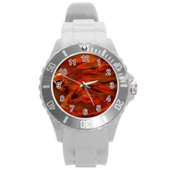 Fire Lion Flames Light Mystical Dangerous Wild Round Plastic Sport Watch (l) by Mog4mog4