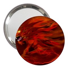 Fire Lion Flames Light Mystical Dangerous Wild 3  Handbag Mirrors by Mog4mog4