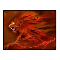 Fire Lion Flames Light Mystical Dangerous Wild Two Sides Fleece Blanket (small) by Mog4mog4