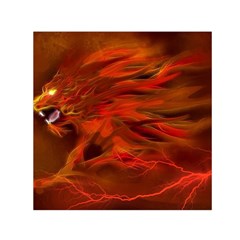 Fire Lion Flames Light Mystical Dangerous Wild Square Satin Scarf (30  X 30 ) by Mog4mog4