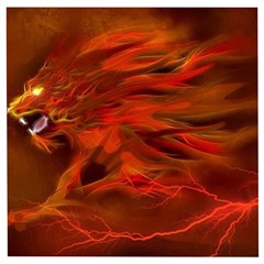 Fire Lion Flames Light Mystical Dangerous Wild Wooden Puzzle Square by Mog4mog4