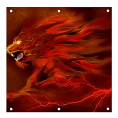 Fire Lion Flames Light Mystical Dangerous Wild Banner And Sign 4  X 4  by Mog4mog4