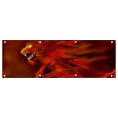 Fire Lion Flames Light Mystical Dangerous Wild Banner And Sign 9  X 3  by Mog4mog4