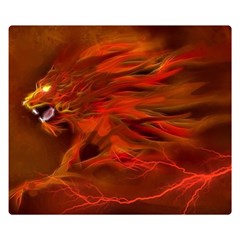 Fire Lion Flames Light Mystical Dangerous Wild Premium Plush Fleece Blanket (small) by Mog4mog4