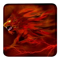 Fire Lion Flames Light Mystical Dangerous Wild Square Glass Fridge Magnet (4 Pack) by Mog4mog4