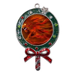 Fire Lion Flames Light Mystical Dangerous Wild Metal X mas Lollipop With Crystal Ornament