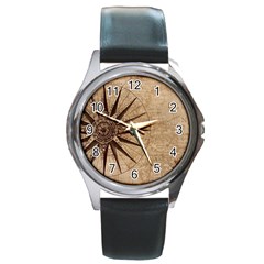 Compass Map Nautical Antique Round Metal Watch by Mog4mog4