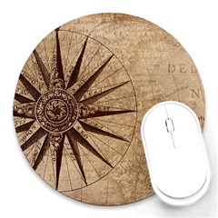 Compass Map Nautical Antique Round Mousepad by Mog4mog4