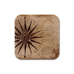 Compass Map Nautical Antique Rubber Square Coaster (4 Pack) by Mog4mog4