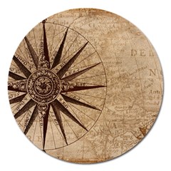 Compass Map Nautical Antique Magnet 5  (round)