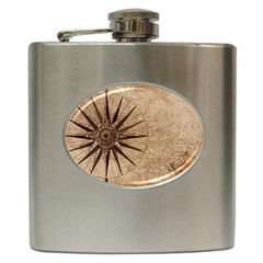 Compass Map Nautical Antique Hip Flask (6 Oz) by Mog4mog4