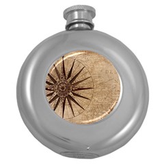 Compass Map Nautical Antique Round Hip Flask (5 Oz) by Mog4mog4