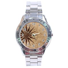 Compass Map Nautical Antique Stainless Steel Analogue Watch by Mog4mog4