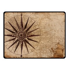 Compass Map Nautical Antique Two Sides Fleece Blanket (small) by Mog4mog4