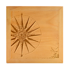 Compass Map Nautical Antique Wood Photo Frame Cube