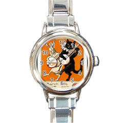 Vintage Poster Ad Retro Design Round Italian Charm Watch by Mog4mog4