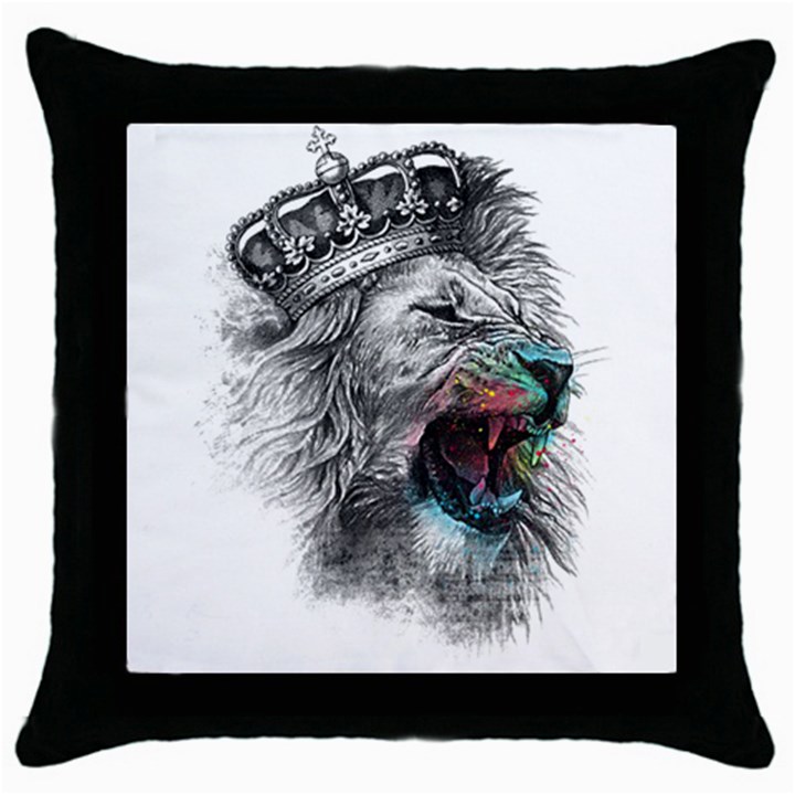 Lion King Head Throw Pillow Case (Black)