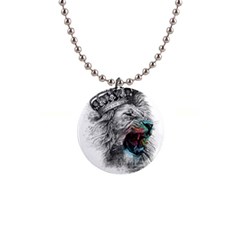 Lion King Head 1  Button Necklace by Mog4mog4