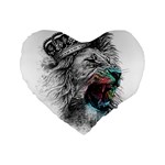 Lion King Head Standard 16  Premium Flano Heart Shape Cushions Front