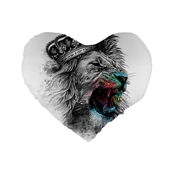 Lion King Head Standard 16  Premium Flano Heart Shape Cushions