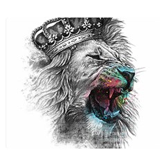 Lion King Head Two Sides Premium Plush Fleece Blanket (small) by Mog4mog4