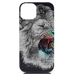 Lion King Head Iphone 14 Black Uv Print Case by Mog4mog4