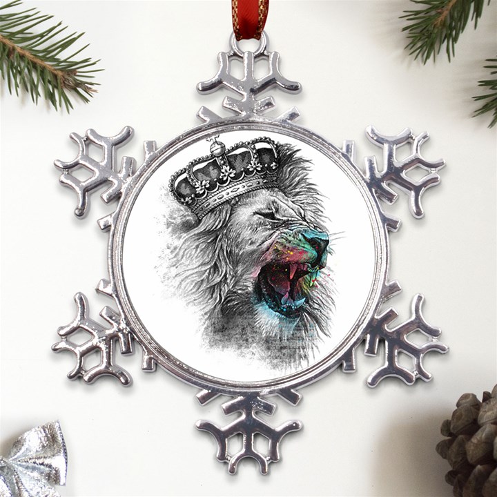 Lion King Head Metal Large Snowflake Ornament