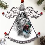 Lion King Head Metal Angel with Crystal Ornament Front