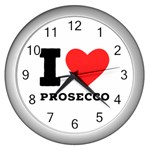 I love prosecco Wall Clock (Silver) Front