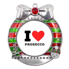 I Love Prosecco Metal X mas Ribbon With Red Crystal Round Ornament by ilovewhateva