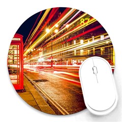 Telephone Booth Red London England Round Mousepad by Mog4mog4