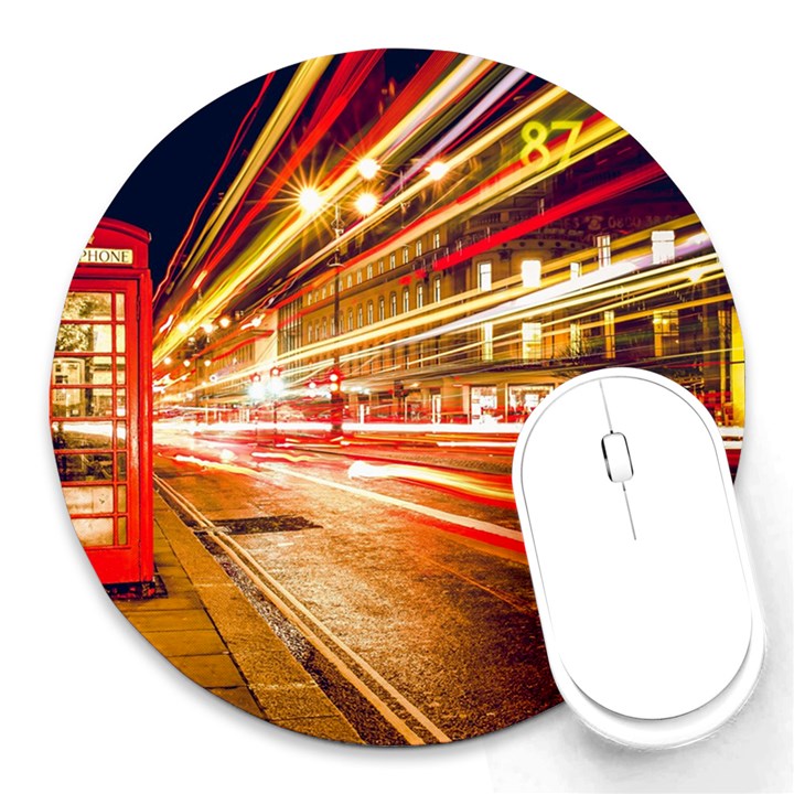 Telephone Booth Red London England Round Mousepad