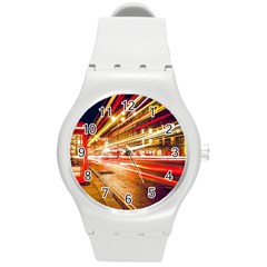 Telephone Booth Red London England Round Plastic Sport Watch (m) by Mog4mog4