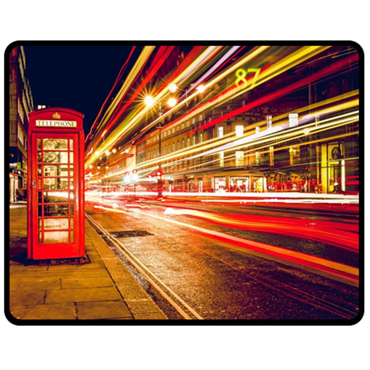 Telephone Booth Red London England Two Sides Fleece Blanket (Medium)