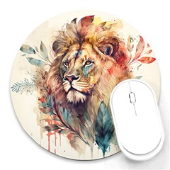 Lion Africa African Art Round Mousepad by Mog4mog4