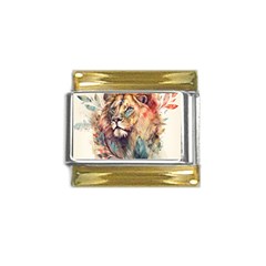 Lion Africa African Art Gold Trim Italian Charm (9mm) by Mog4mog4