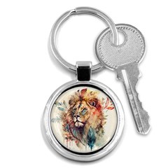 Lion Africa African Art Key Chain (round) by Mog4mog4