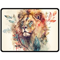 Lion Africa African Art Fleece Blanket (large) by Mog4mog4