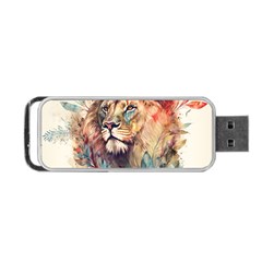 Lion Africa African Art Portable Usb Flash (two Sides) by Mog4mog4